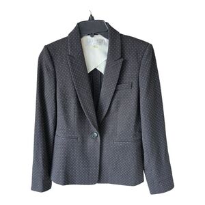 Tahari Jacket Womens 4P Polka Dot Black White 1button Long Sleeve  Excellent